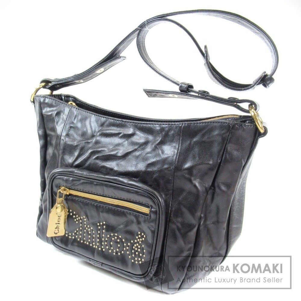 CHLOE Studded Logo Shoulder Bag Leather